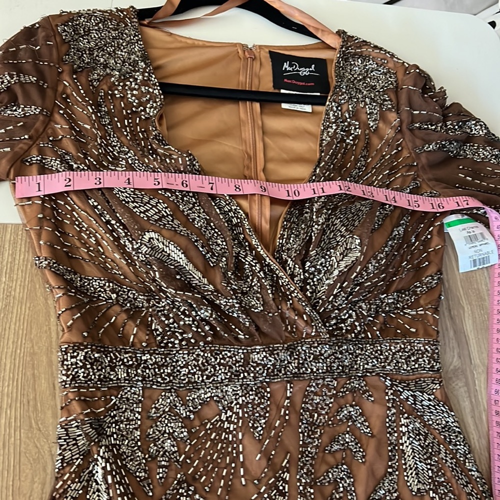 Mac Duggal Bronze Beaded Midi Dress - Picture 10 of 14